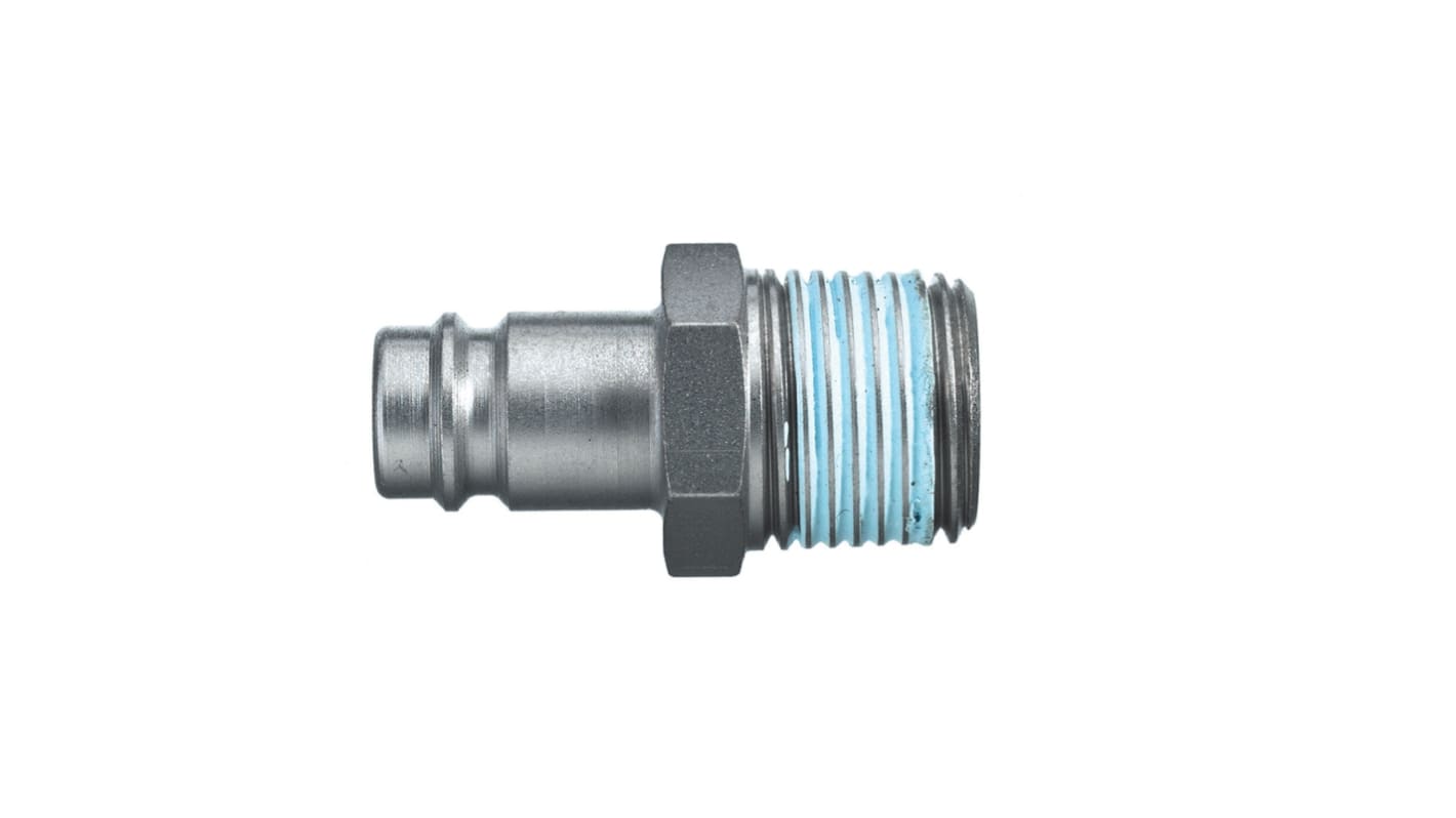Raccord rapide pneumatique Legris, Filetage Mâle vers Mâle BSPT 1/2 in Male 1/2pouces Européen, Profil rectus en Acier