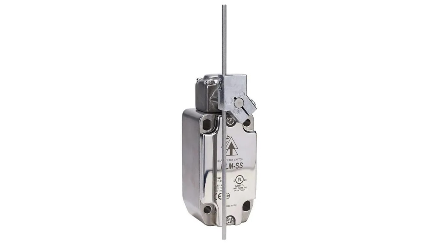 IDEM HLM-SS Series Lever Safety Limit Switch, 2NC, 2NO, IP67, IP69K, 2NO/2NC, Stainless Steel Housing, 240V ac Max, 3A