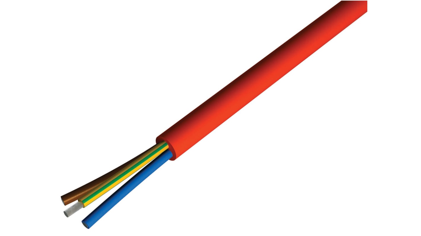 RS PRO 3 Core Power Cable, 1.5 mm2, 50m, Redbrown Silicon Elastomer Sheath, Multi Conductor, 300/500 V