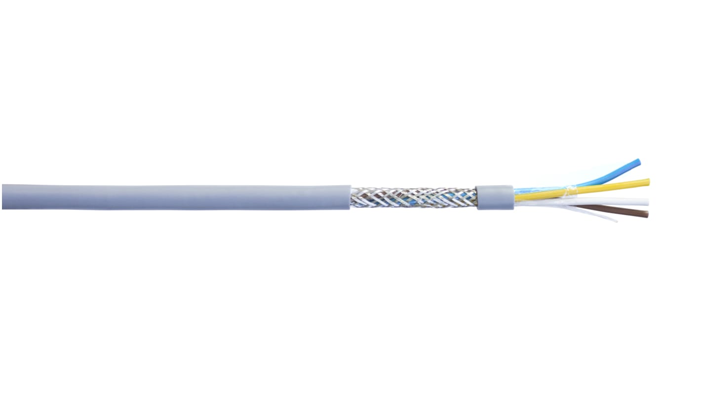 Cable de alimentación Multiconductor CAE Groupe de 4 núcleos, 0,22 mm², long. 100m, 500 V ac, funda de PVC, Gris