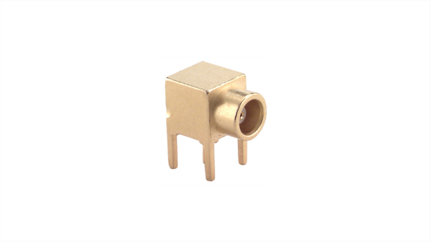 Conector coaxial Huber+Suhner 85_MCX-50-0-16/111_NH, Conector hembra, Ángulo de 90° , Impedancia 50Ω, Montaje en