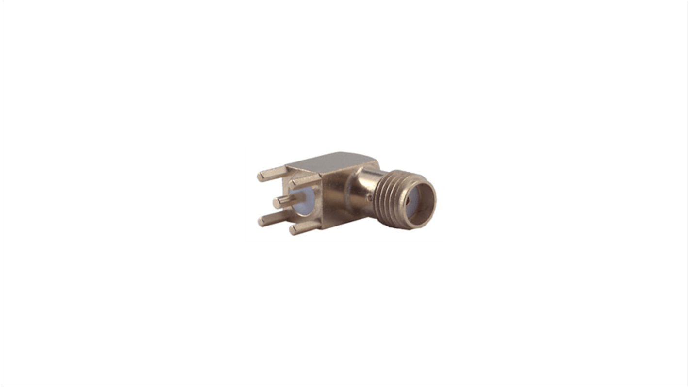 Connettore coassiale Angolo destro Huber+Suhner, Connettore femmina, 50Ω, Montaggio con foro passante