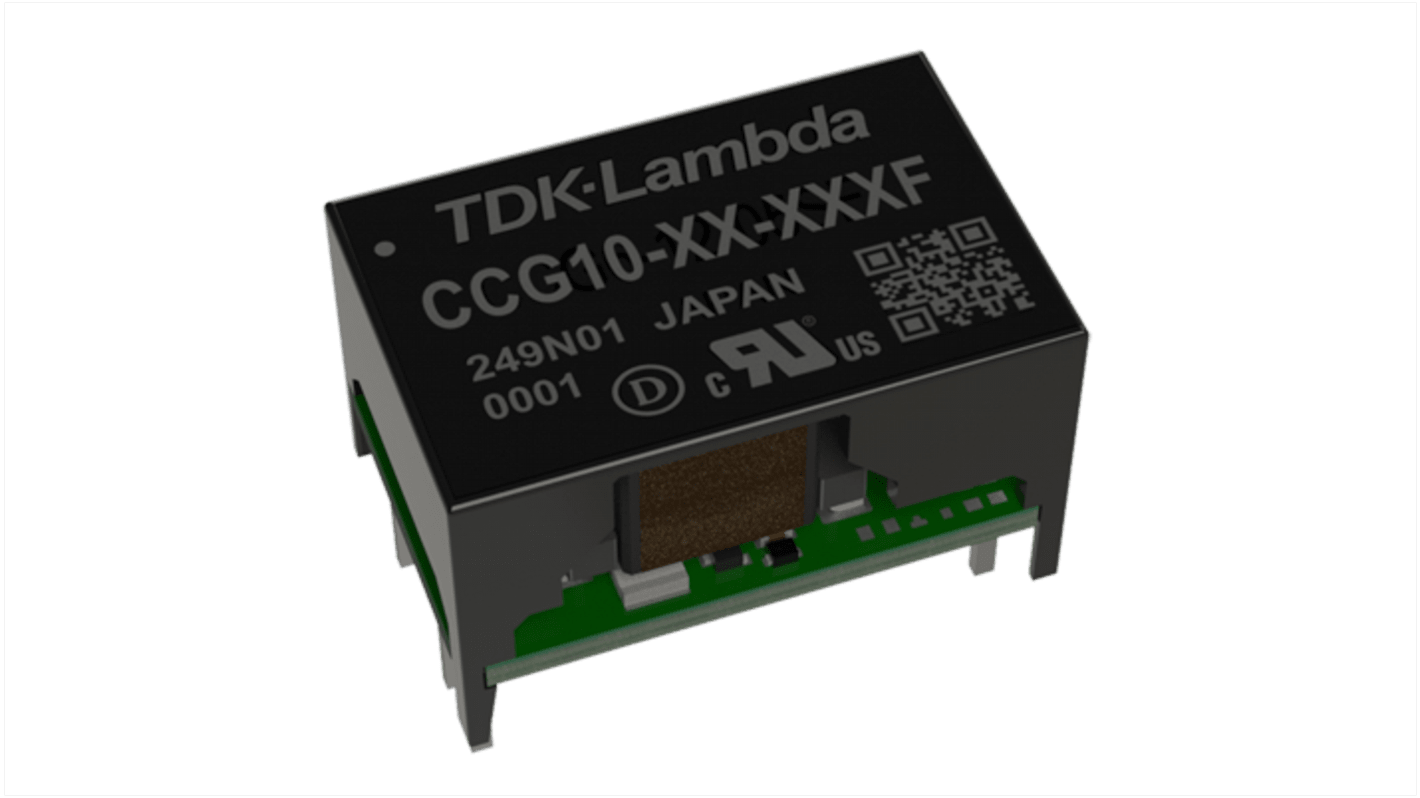 TDK-Lambda CCG 1.3-10W DC-DC Converter, 3.3V dc/ 2.6A Output, 4.5 → 18 V dc Input, 8.58W, Through Hole, +100°C