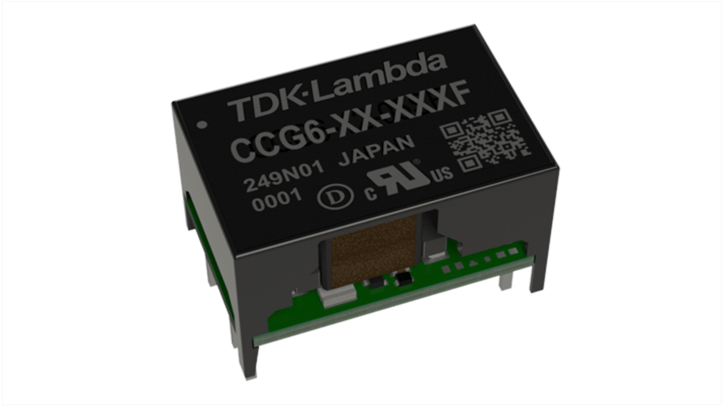 TDK-Lambda CCG 1.3-10W DC-DC Converter, 15V dc/ 400mA Output, 4.5 → 18 V dc Input, 6W, Through Hole, +100°C Max