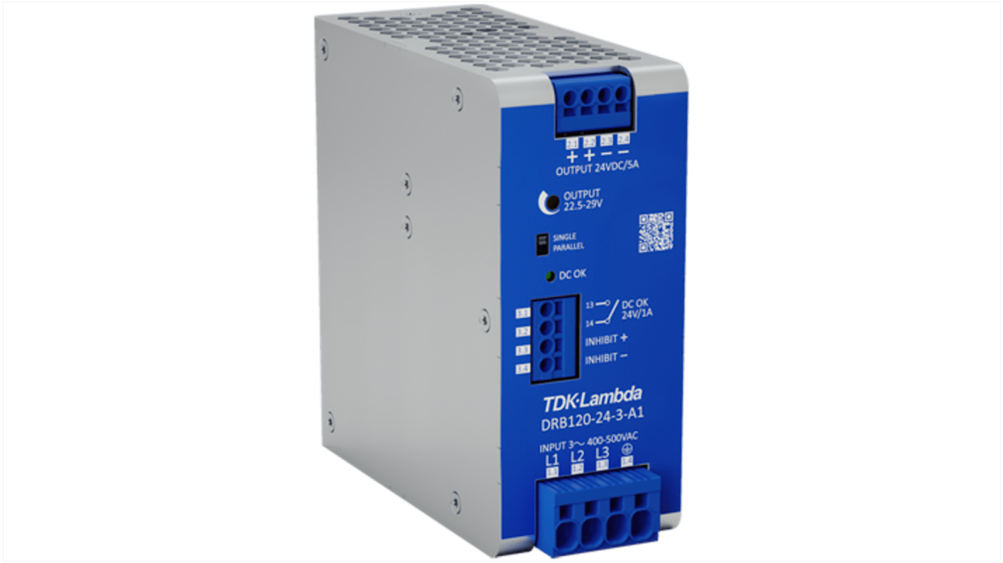 TDK-Lambda DRB120/240-3 DIN Rail Power Supply, 350 → 575V ac ac Input, 12V dc dc Output, 10A Output, 120W