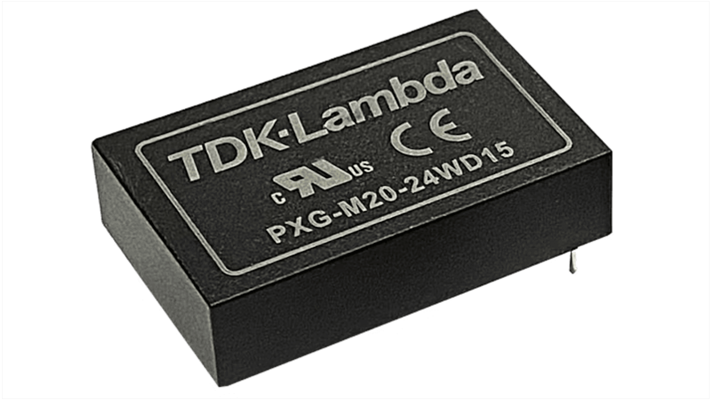 TDK-Lambda PXG-M DC-DC Converter, 24V dc/ 833mA Output, 9 → 36 V dc Input, 20W, PCB Mount, +105°C Max Temp -40°C