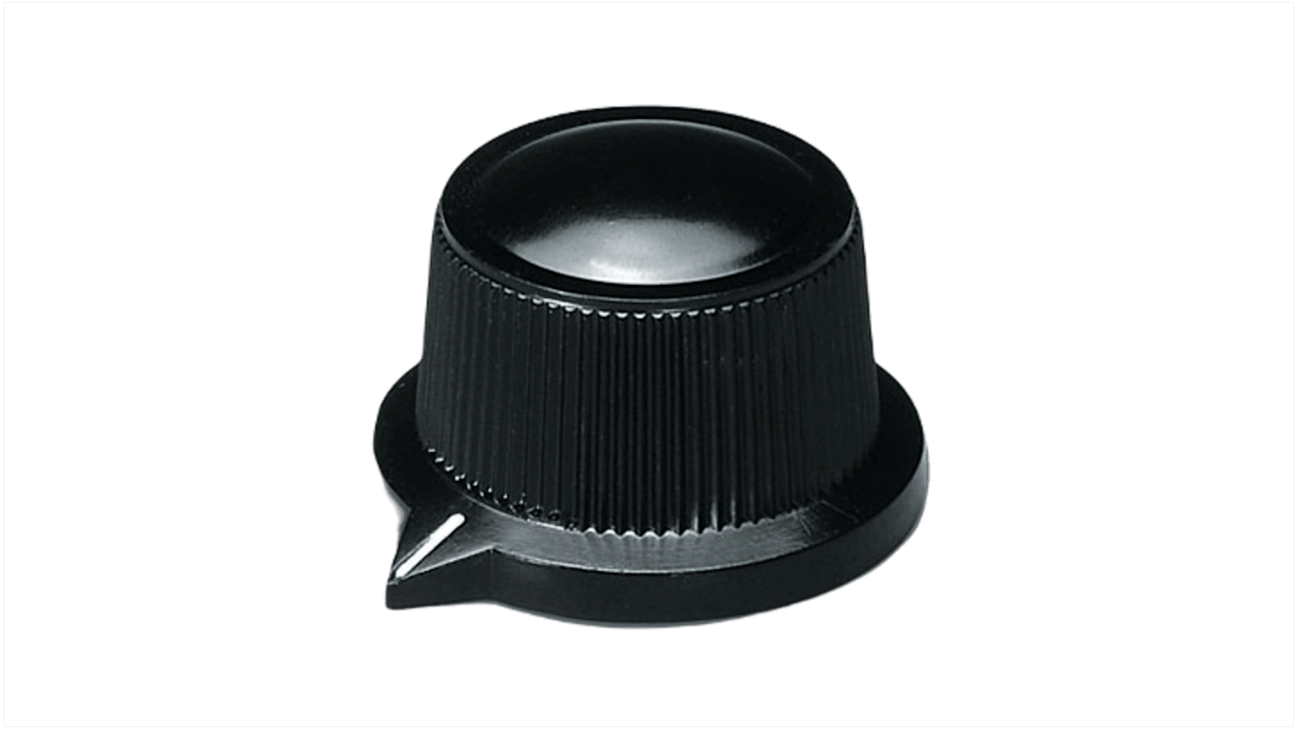 OKW 29mm Black Potentiometer Knob for 6mm Shaft Round Shaft, A1319560