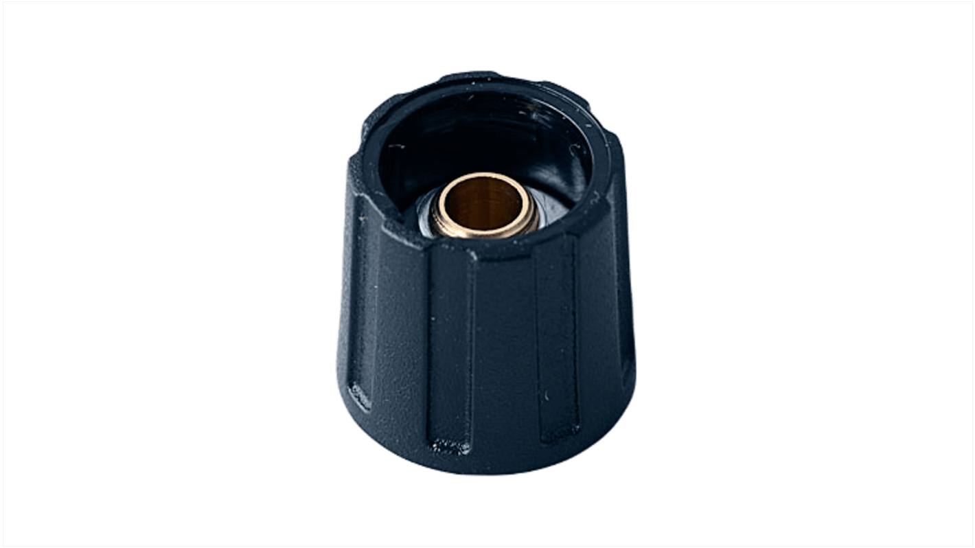 OKW 16mm Black Potentiometer Knob for 6mm Shaft Round Shaft, A2516060