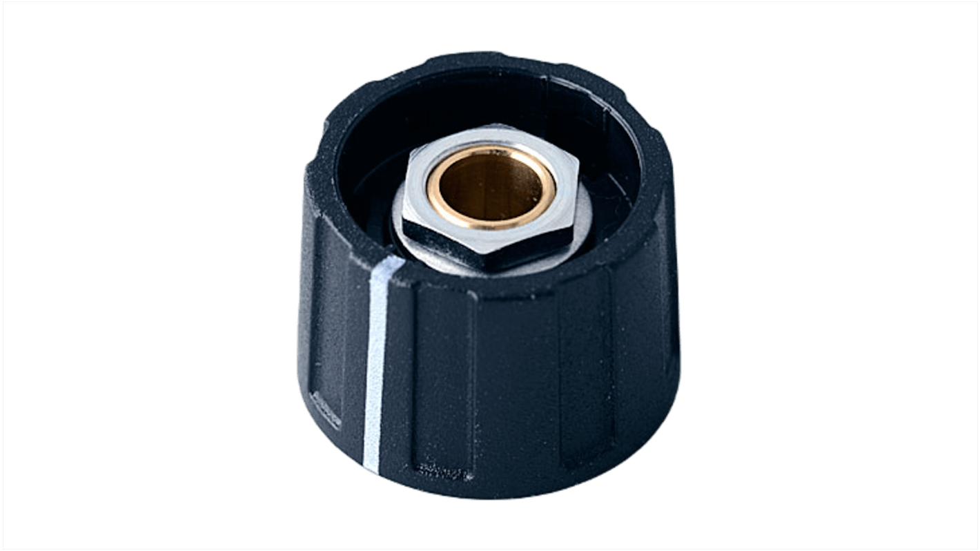 OKW 23mm Black Potentiometer Knob for 6mm Shaft Round Shaft, A2623060