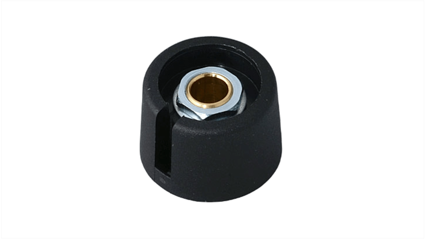 OKW 电位器旋钮, 6.35mm轴, 圆形轴, Φ23mmx16mm高旋钮, 黑色