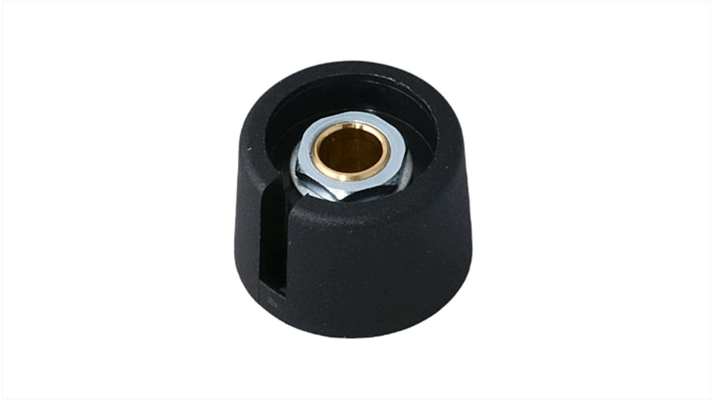 OKW 23mm Black Potentiometer Knob for 6.35mm Shaft Splined, A3023639