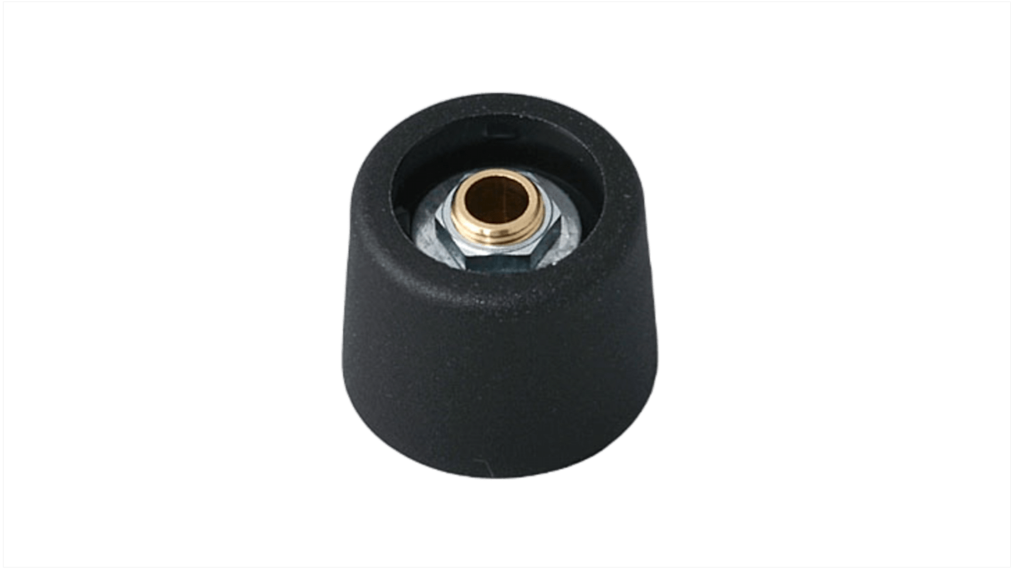 OKW 20mm Black Potentiometer Knob for 6mm Shaft Round Shaft, A3120069