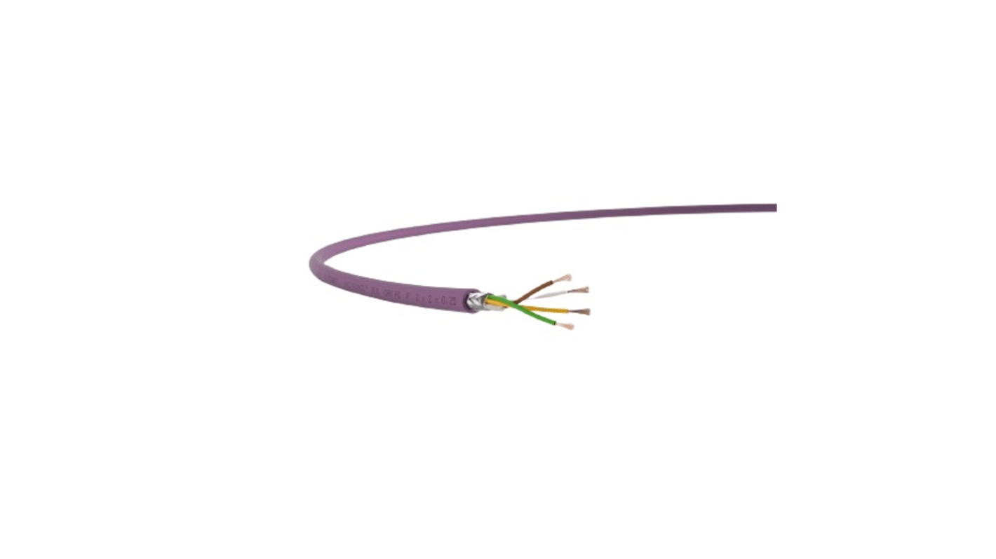 Lapp Round Bus Cable, 0.25 mm², 2 Cores, 24 AWG, Screened, 100m, Pink Sheath