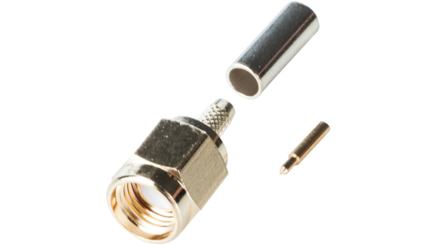 Conector SMA RND RND 205-00490, Macho, Recto, Impedancia 50Ω, Montaje de Cable, Terminación de Crimpado