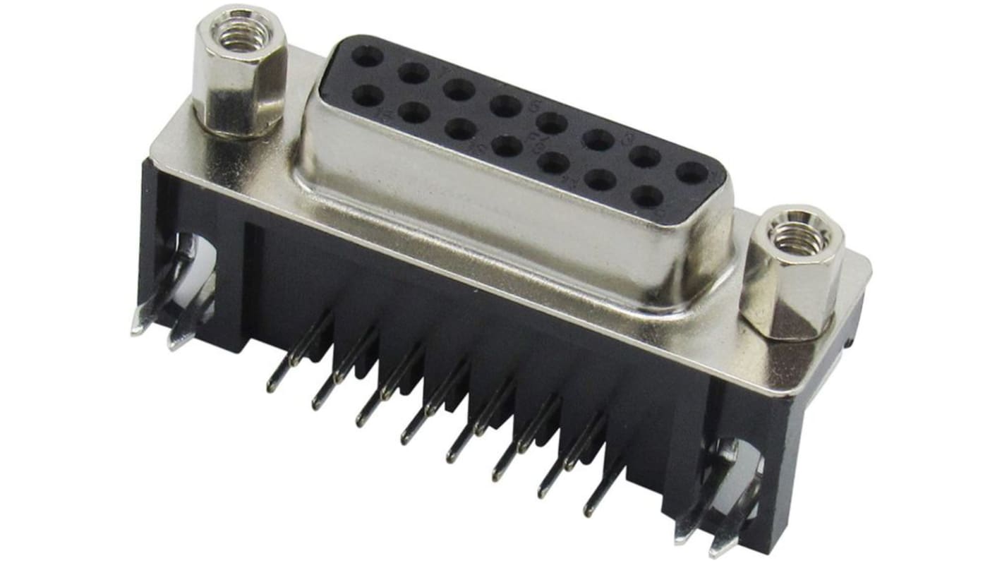 RND RND 205 15 Way Solder Mount D-sub Connector Socket, 2.77mm Pitch, with Screw Locks