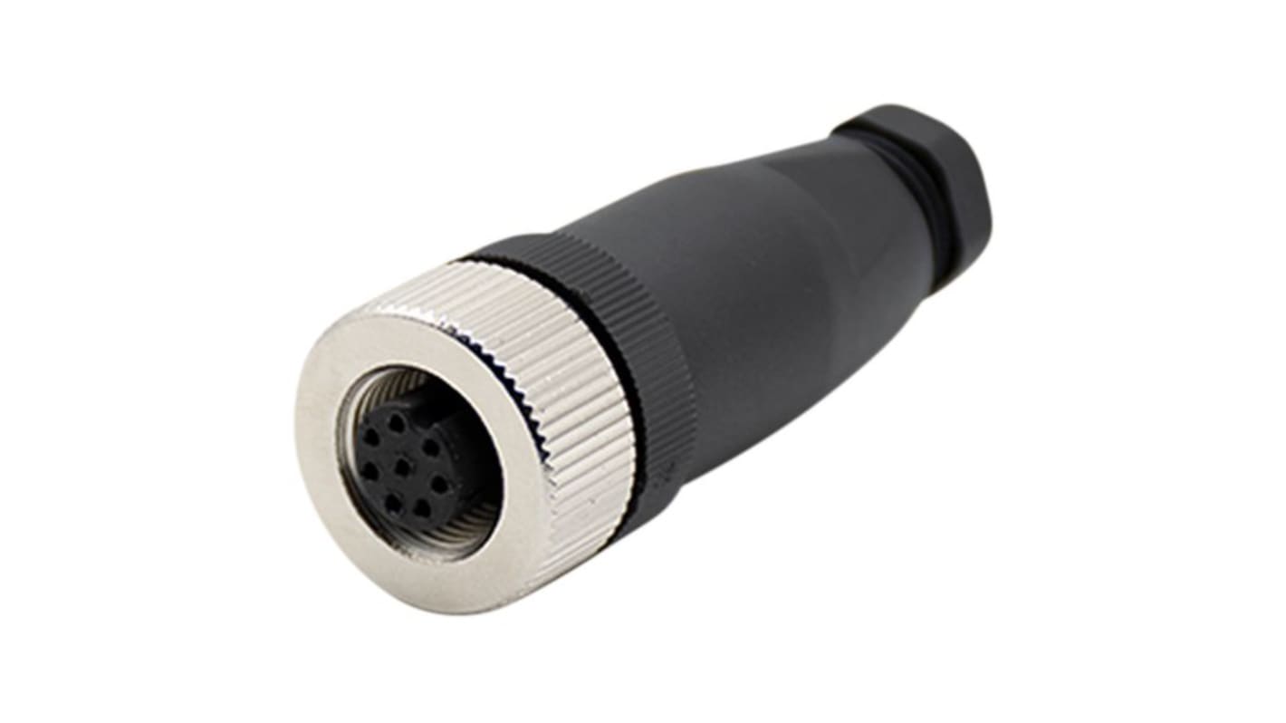 RND Connector, 8 Contacts, Cable Mount, M12 Connector, Socket, Female, IP67, RND 205 Series