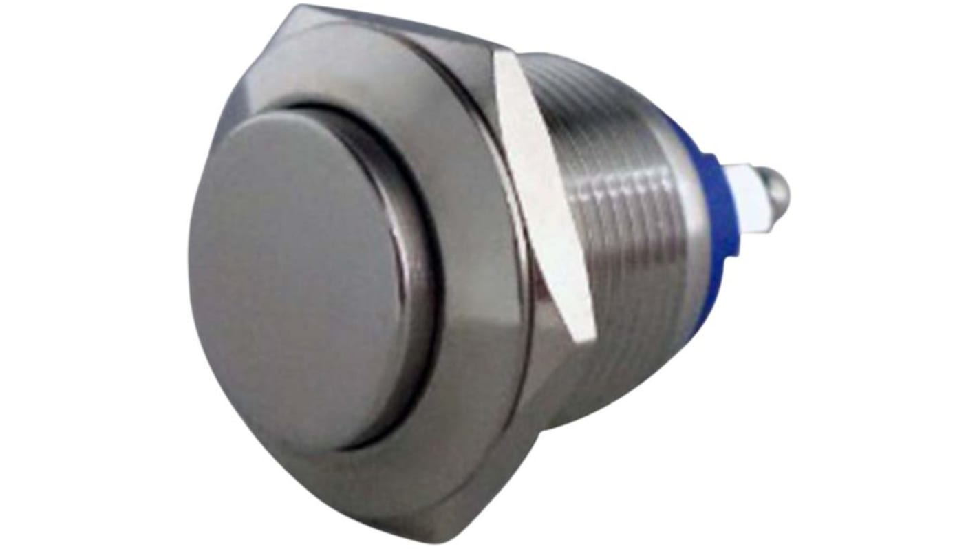 RND RND 210 Series Vandal Proof Push Button Switch, (On)-Off, Panel Mount, 19mm Cutout, 1NO, 36V dc, IP65