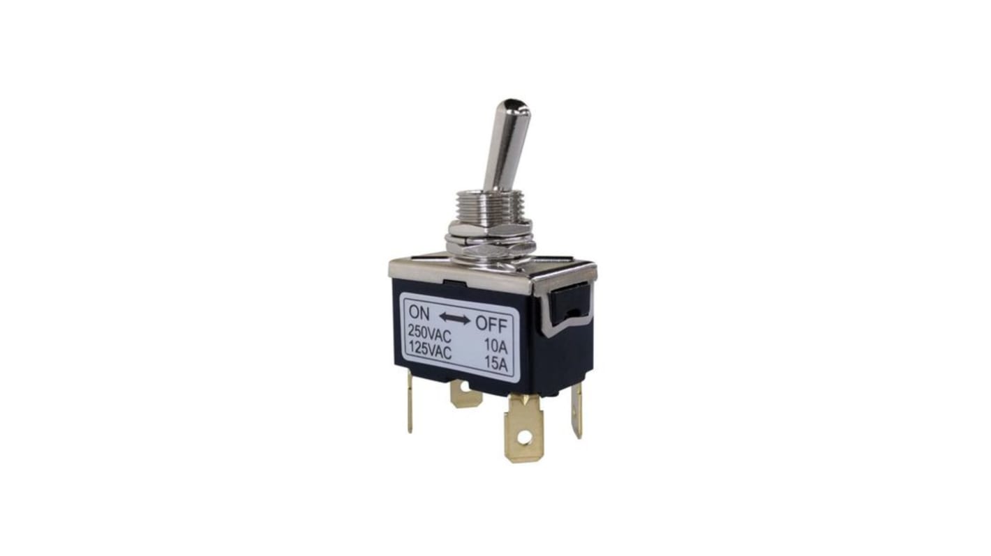 RND Toggle Switch, Panel Mount, On-Off, DPST, Blade Terminal, 250V ac