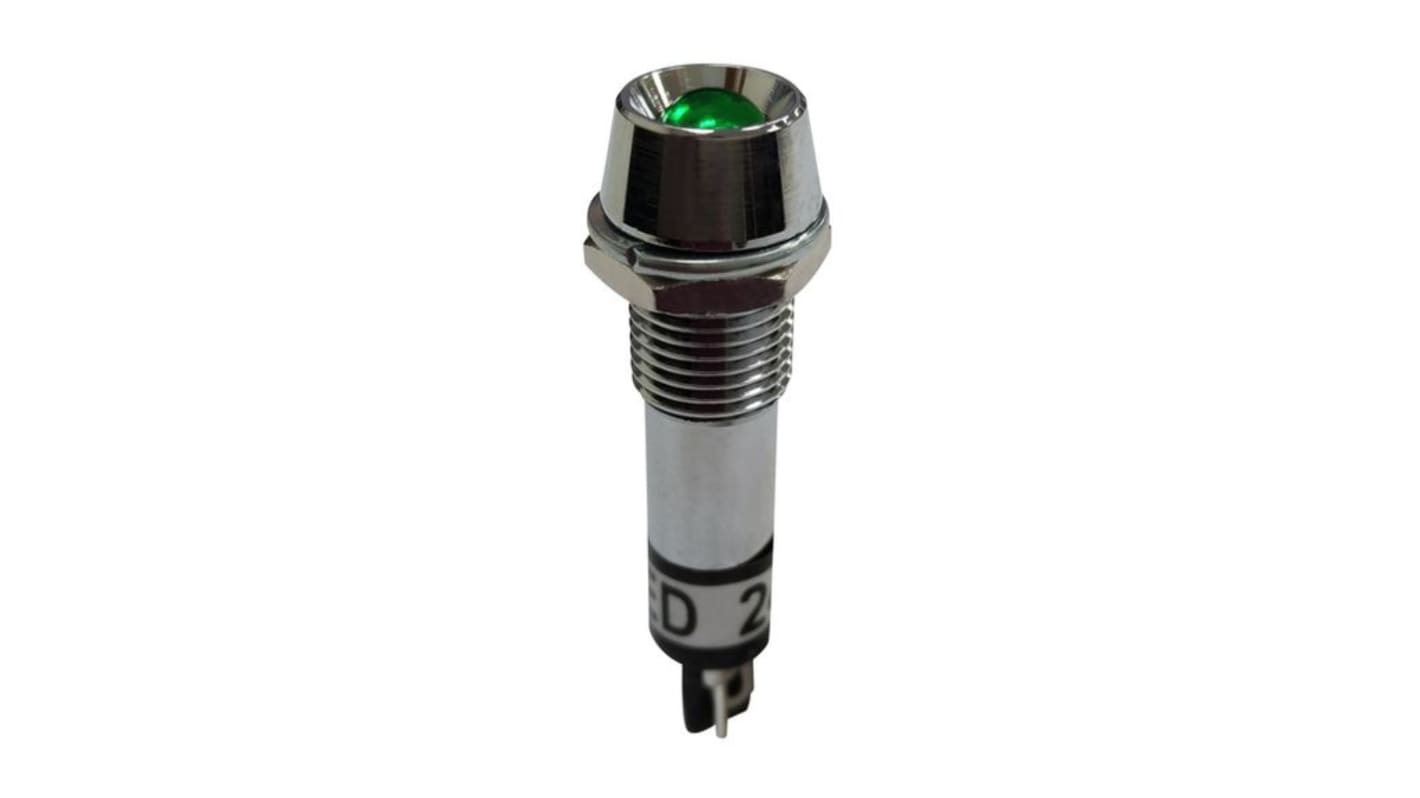 RND RND 210 Series Green Panel Mount Indicator, 24V, 8mm Mounting Hole Size, Solder Tab Termination