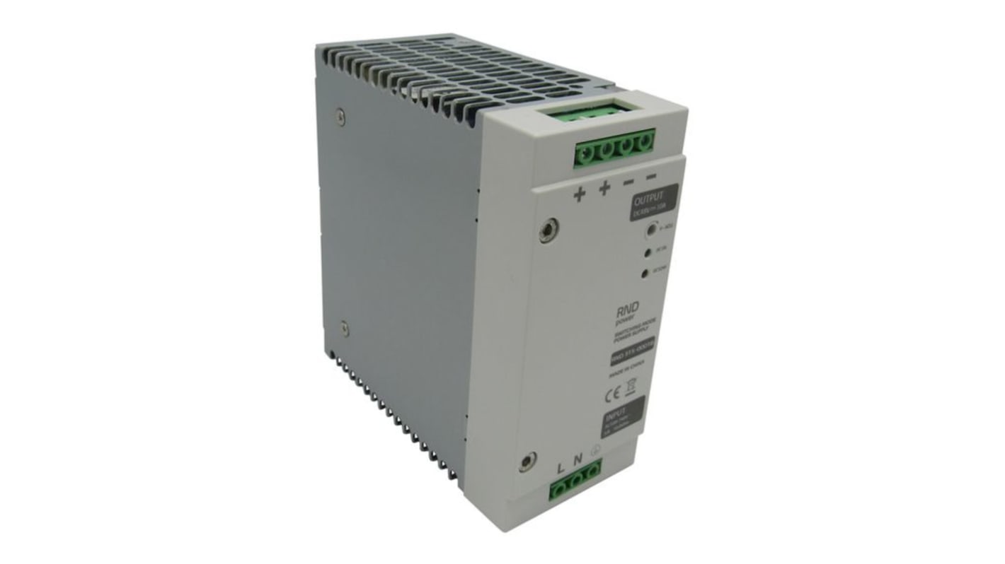 RND RND 315 Switched Mode DIN Rail Power Supply, 100 → 240V ac ac Input, 48V dc dc Output, 10A Output, 480W