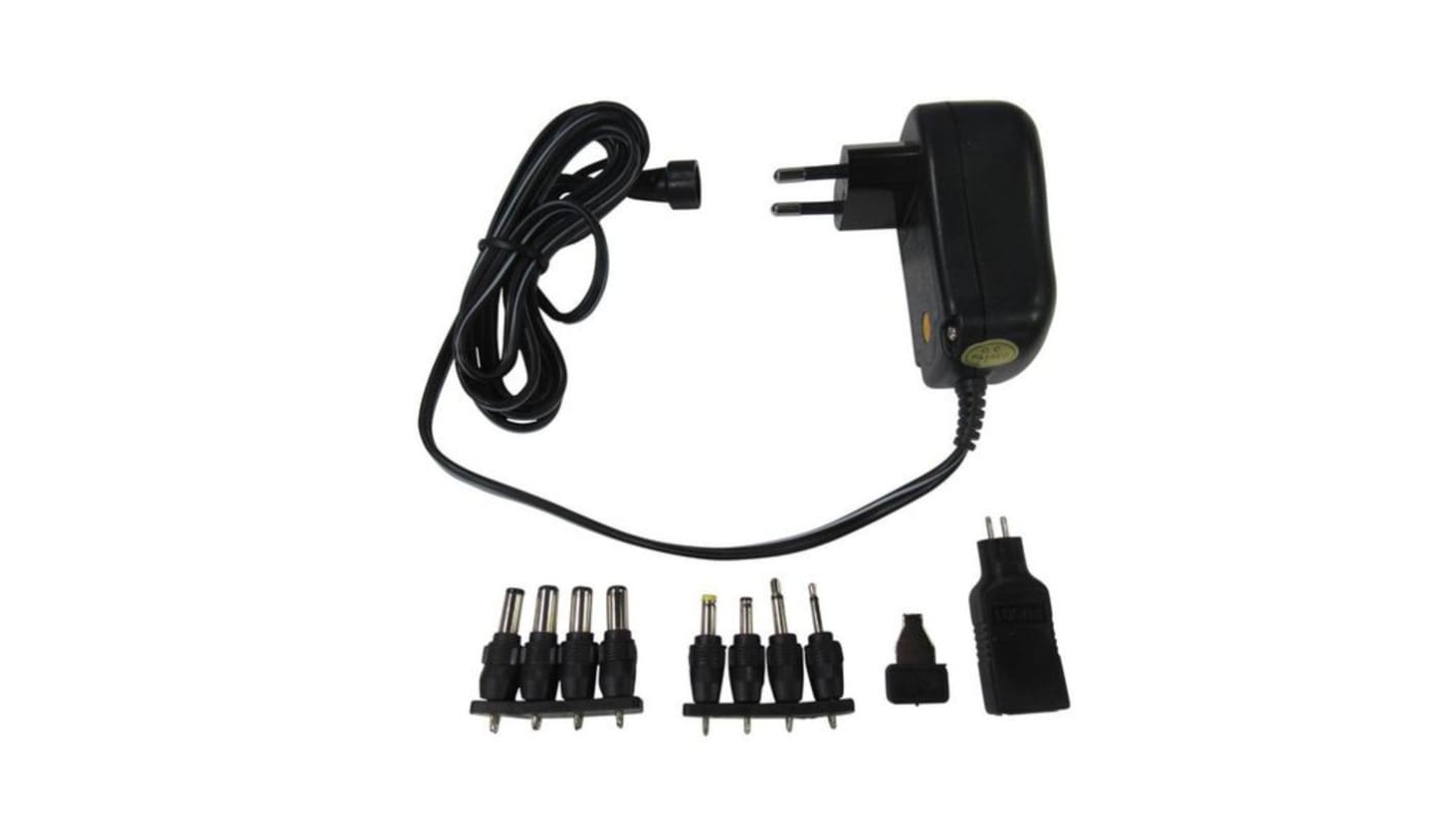 RND 12W Portable Plug Adapter 3 → 12V dc Output, 1A Output