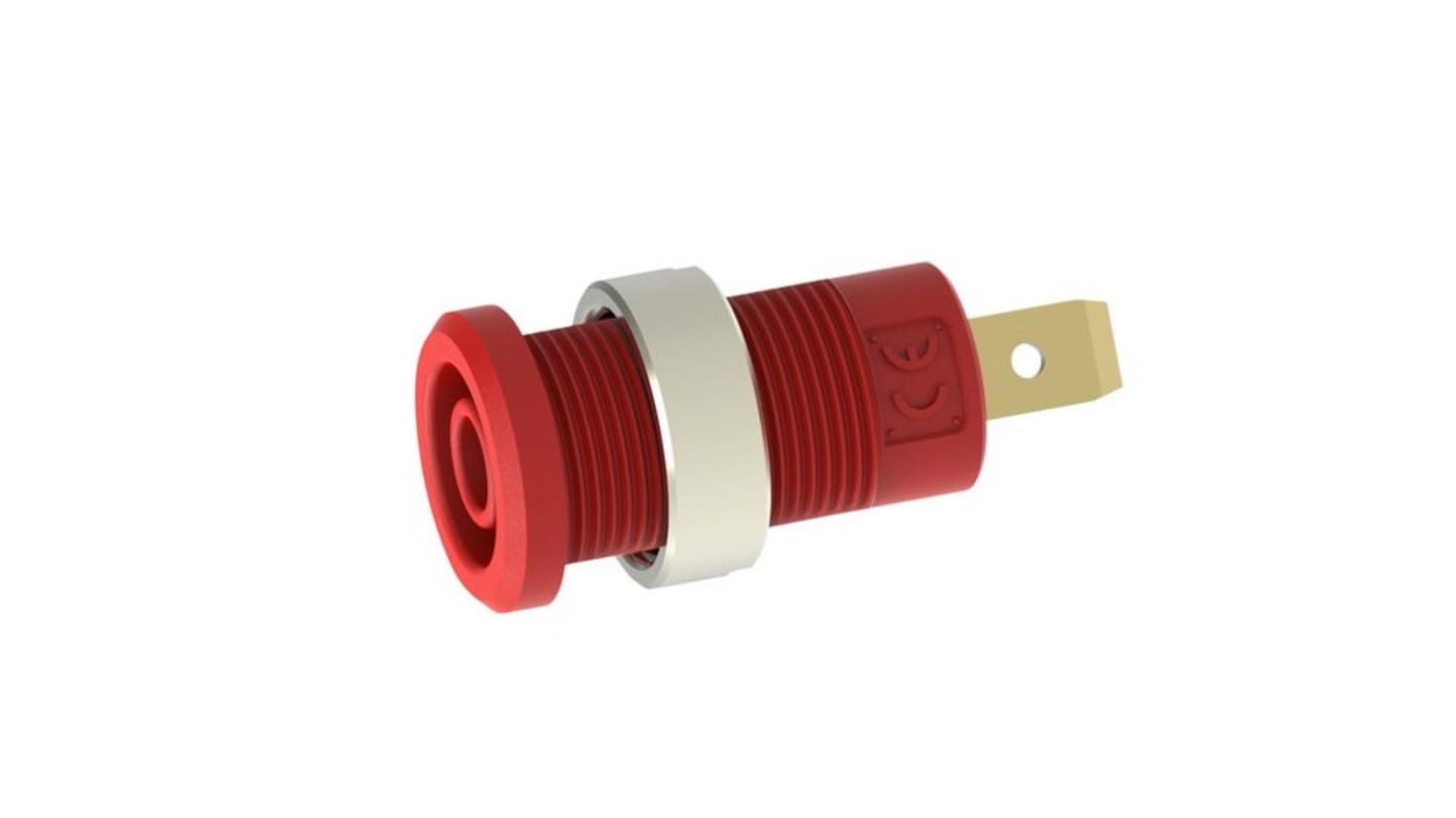 4 mm panel socket, 4.8x0.8mm, red