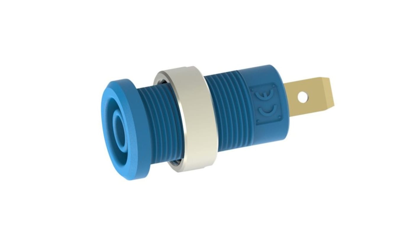 4 mm panel socket, 4.8x0.8mm, blue