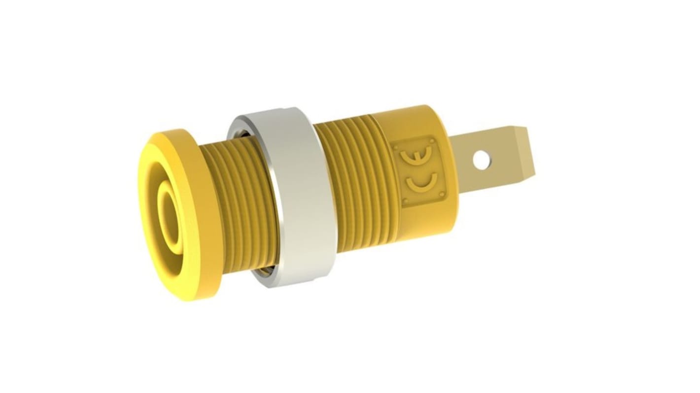 4 mm panel socket, 4.8x0.8mm, yellow