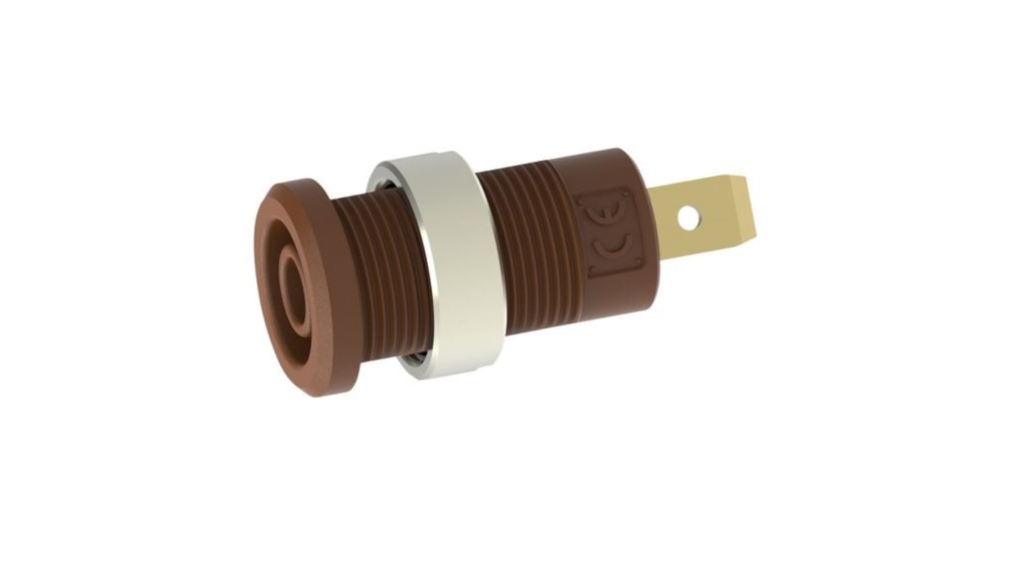 4 mm panel socket, 4.8x0.8mm, brown