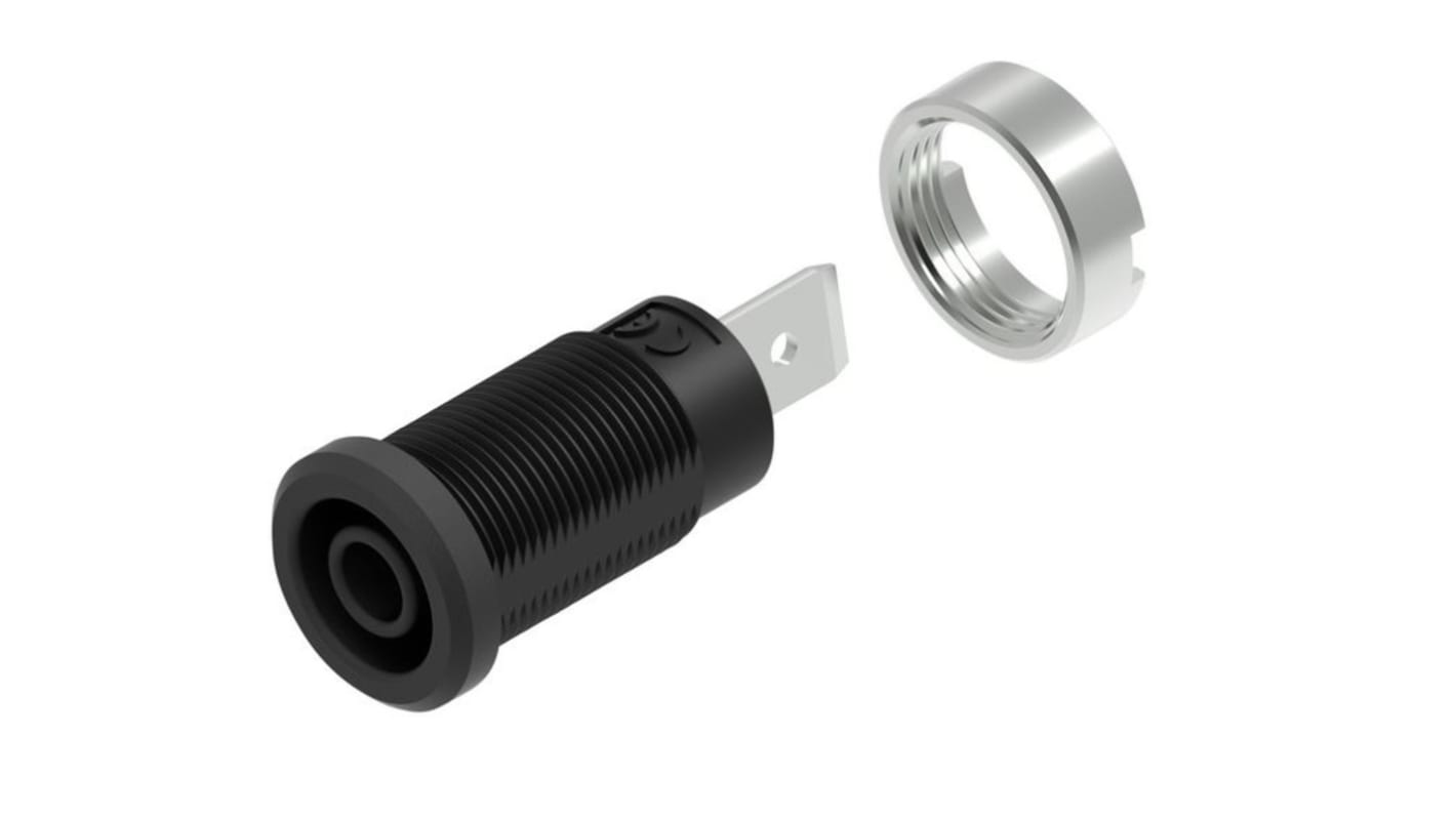 4 mm banana socket, 6.3x0.8mm, black