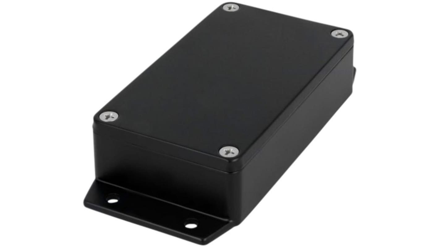 RND RND 455 Series Black Aluminium Alloy Enclosure, IP65, Flanged, Black Lid, 115 x 65 x 30mm