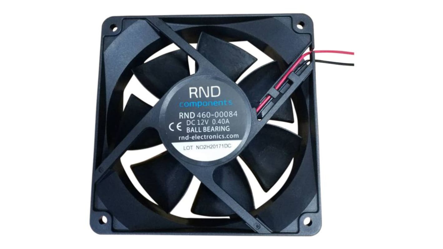 RND Axial Fan, 12 V dc, dc Operation, 114.7cfm, 4.8W, 40mA Max, 120 x 120 x 30mm