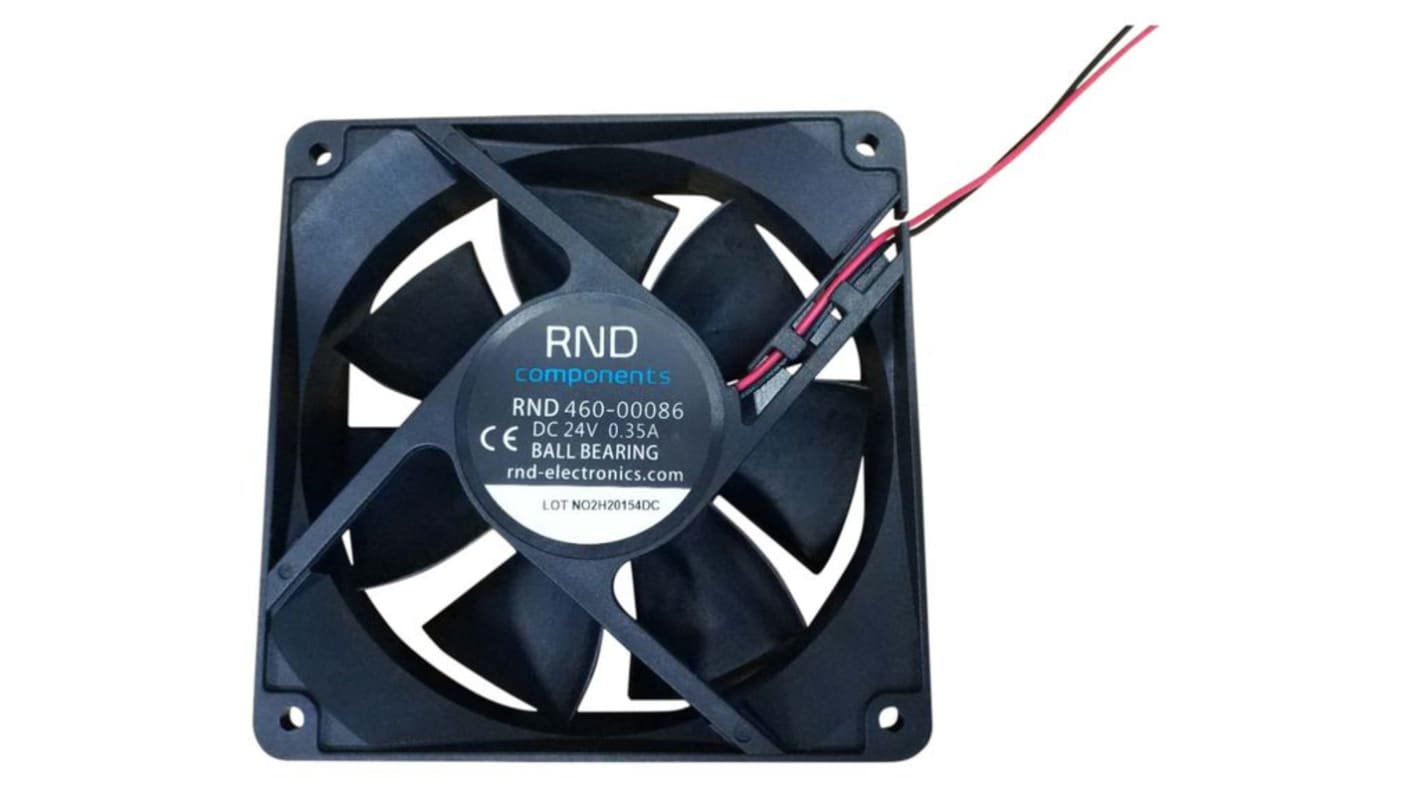 RND Axial Fan, 24 V dc, dc Operation, 123.2cfm, 8.4W, 350mA Max, 120 x 120 x 38mm