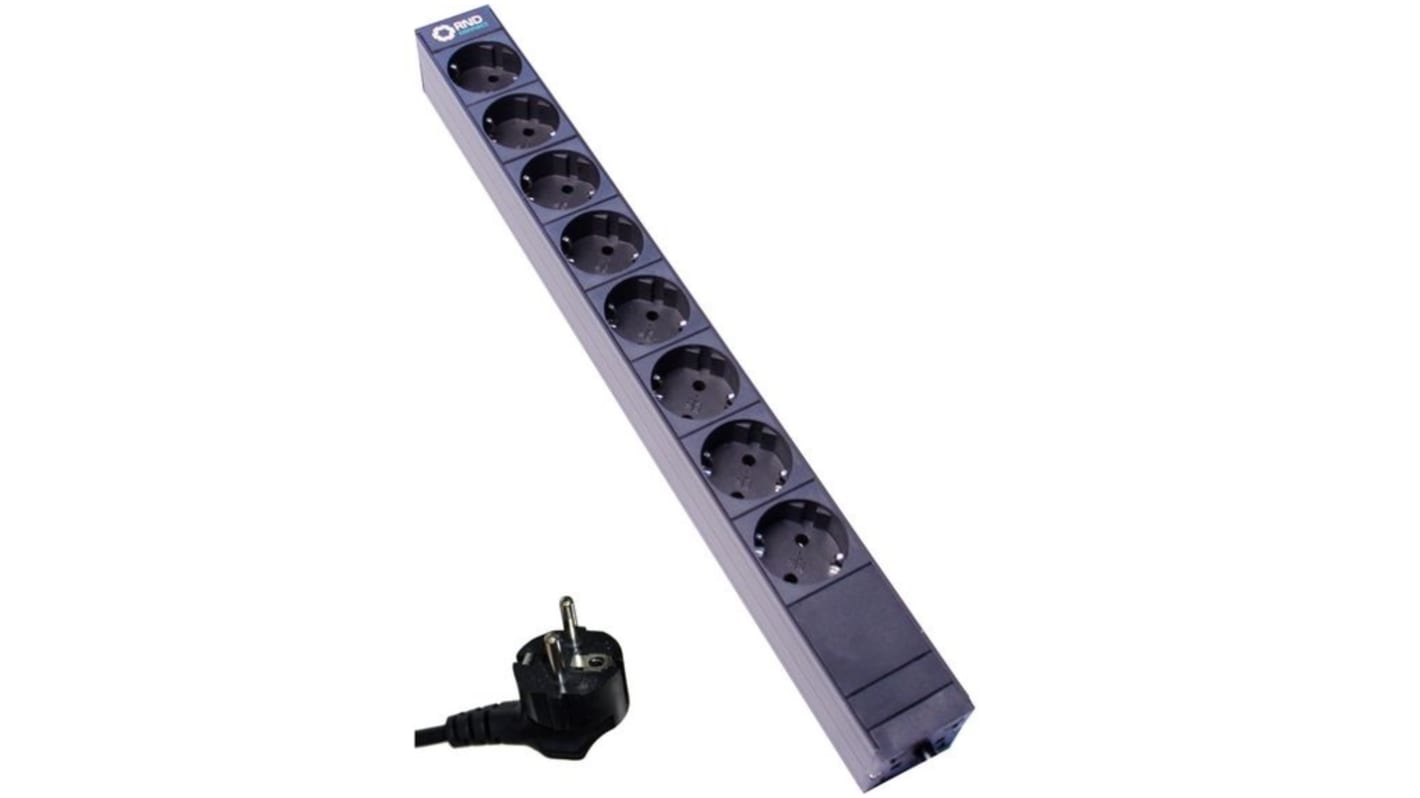 RND CEE 8 Gang Extension socket, 3m Cable, 16A, 230 V