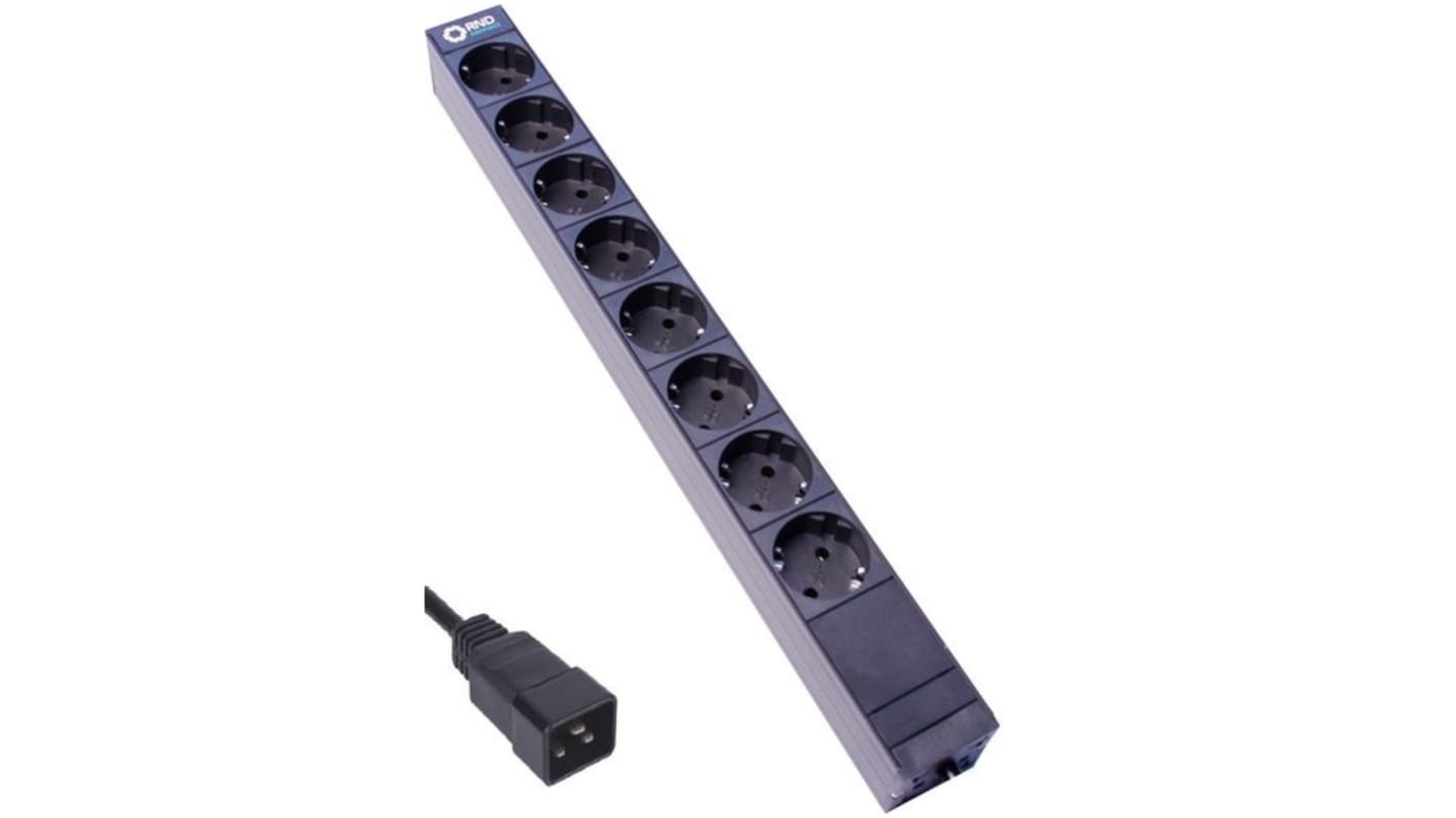 RND CEE 8 Gang Extension socket, 3m Cable, 16A, 230 V
