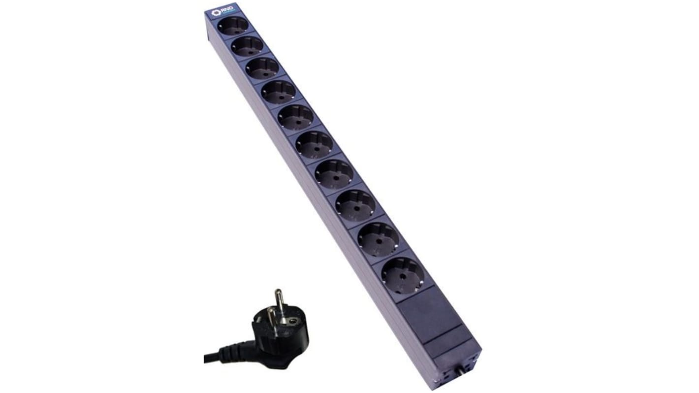 RND CEE 10 Gang Extension socket, 3m Cable, 16A, 230 V