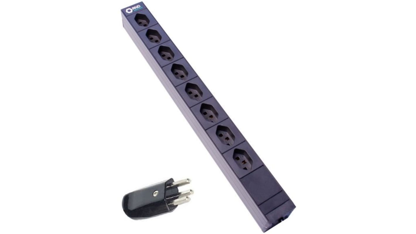 Conector hembra de extensión RND RND 465-00219, 8 conectores, Montaje vertical/horizontal, Cable 3m, 16A, 230 V Tipo 23