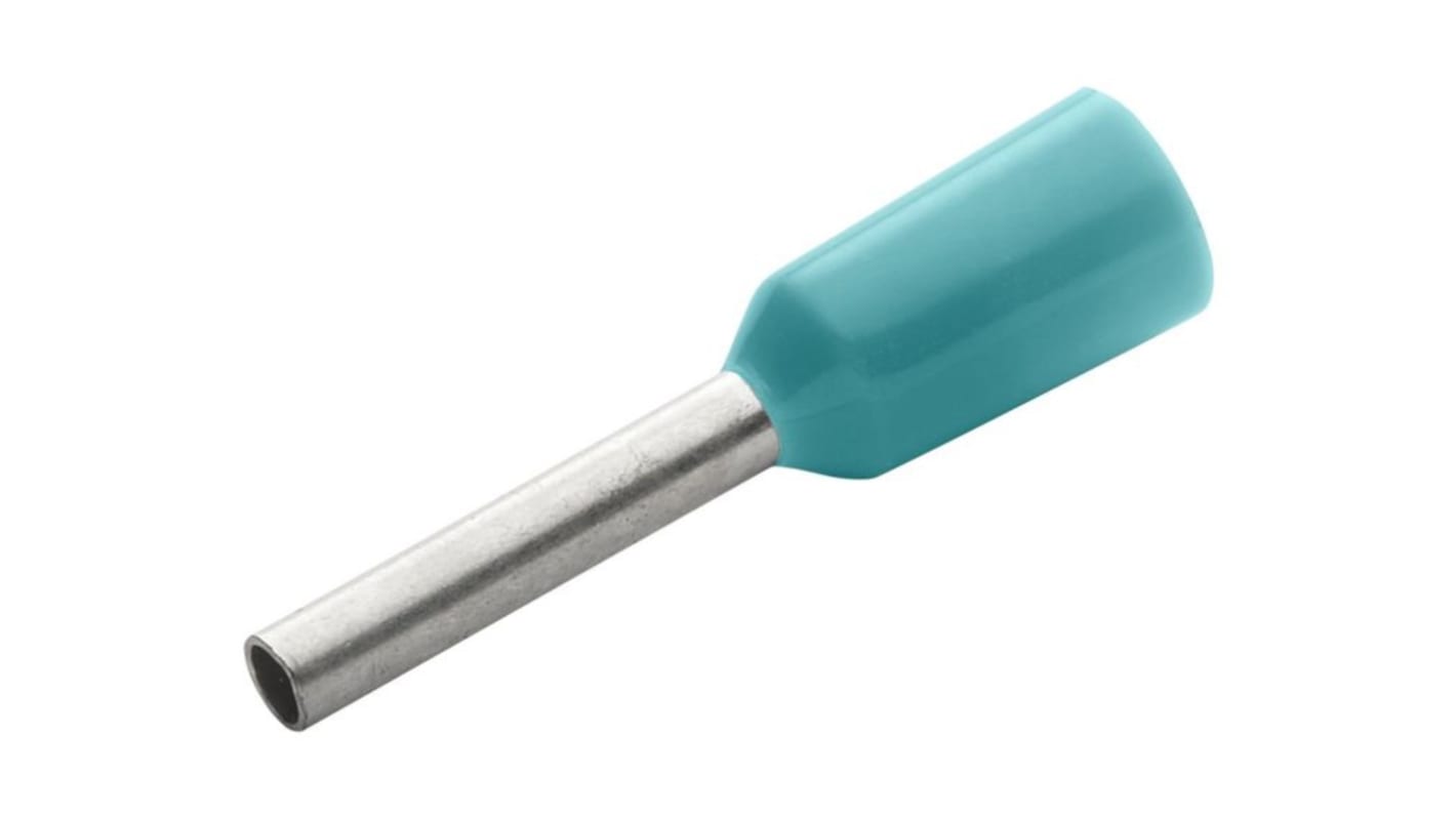 RND, RND 465 Insulated Bootlace Ferrule, 12mm Pin Length, 0.8mm Pin Diameter, Turquoise