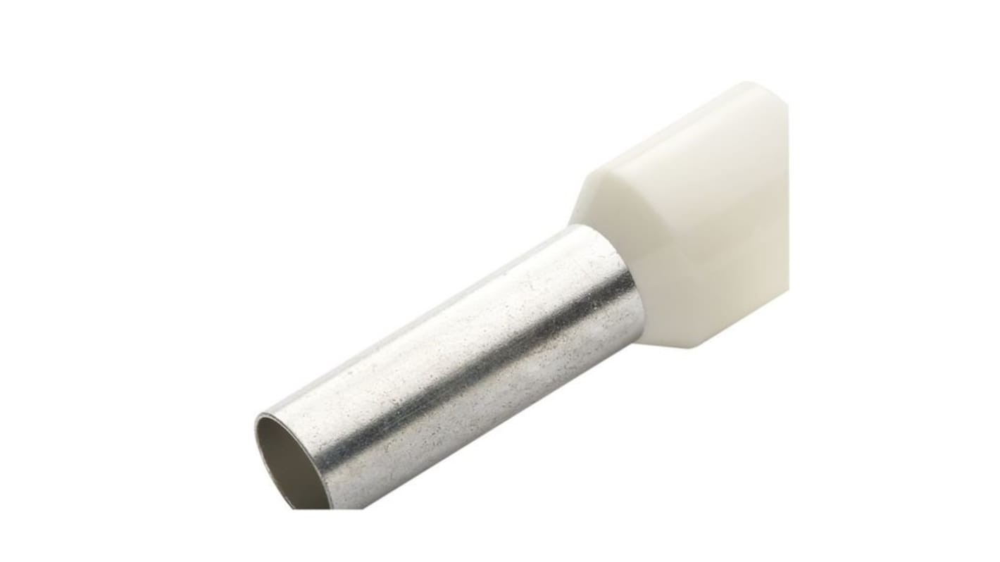 RND, RND 465 Insulated Bootlace Ferrule, 14mm Pin Length, 1.2mm Pin Diameter, White