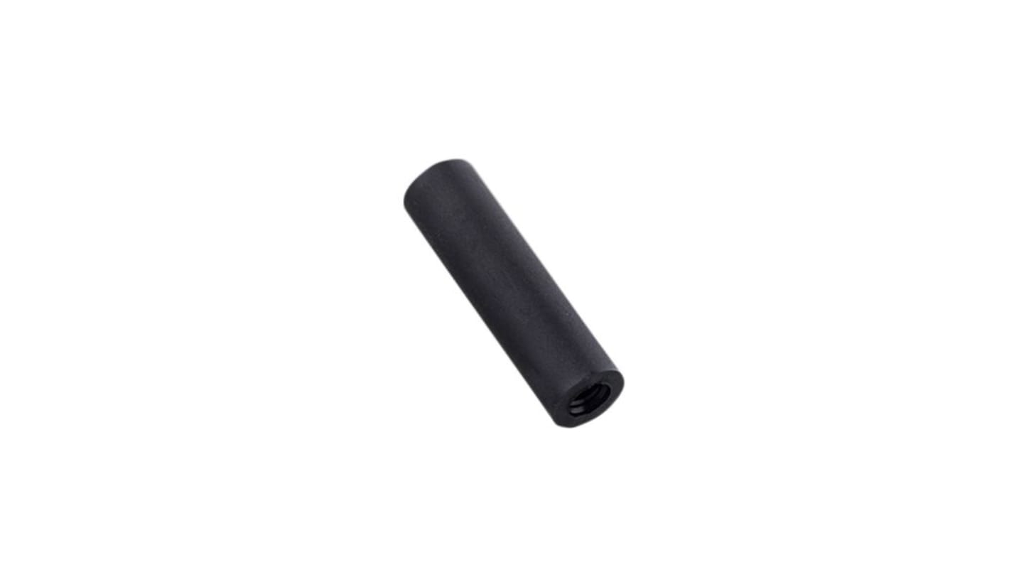 ROUND SPACER, THREADED POM 15MM BLACK