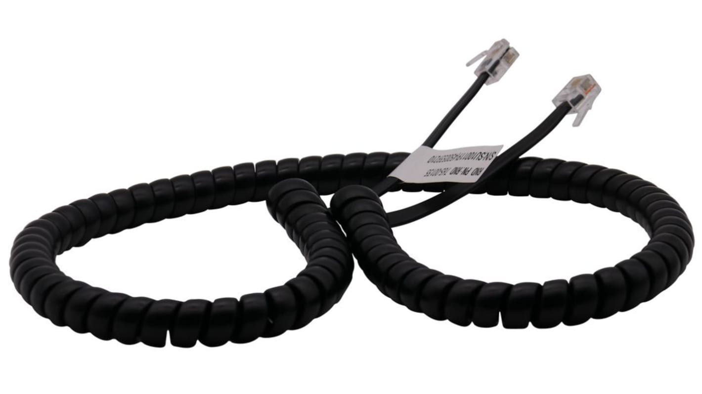 Telephone cable, spiral RJ12-RJ12, 1.8m,