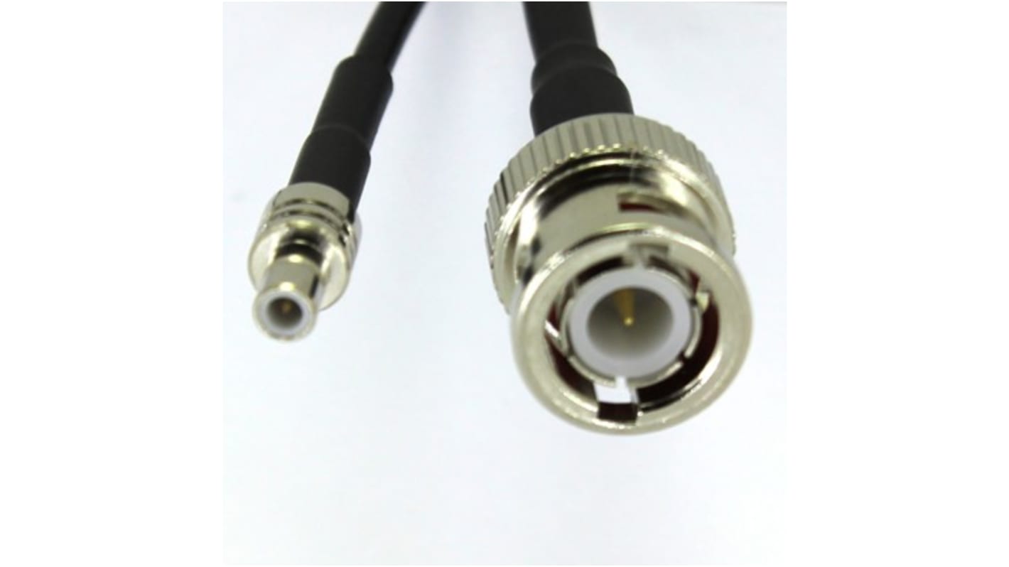 RS PRO Sort RG174 Koaksialkabel, 50 Ω BNC til SMB, 1m UD: 2.8mm