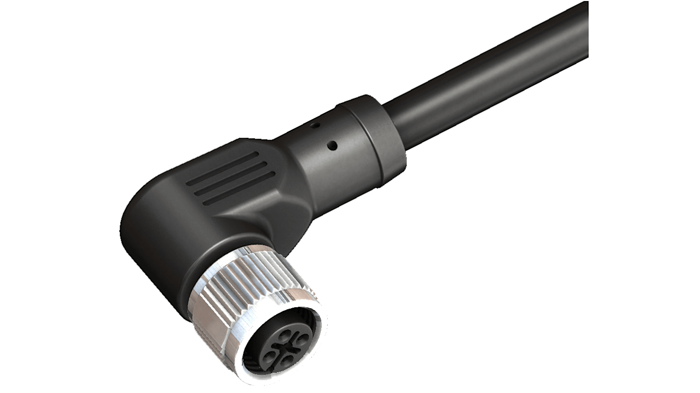 RS PRO Right Angle Female 4 way M12 to Actuator/Sensor Cable, 5m