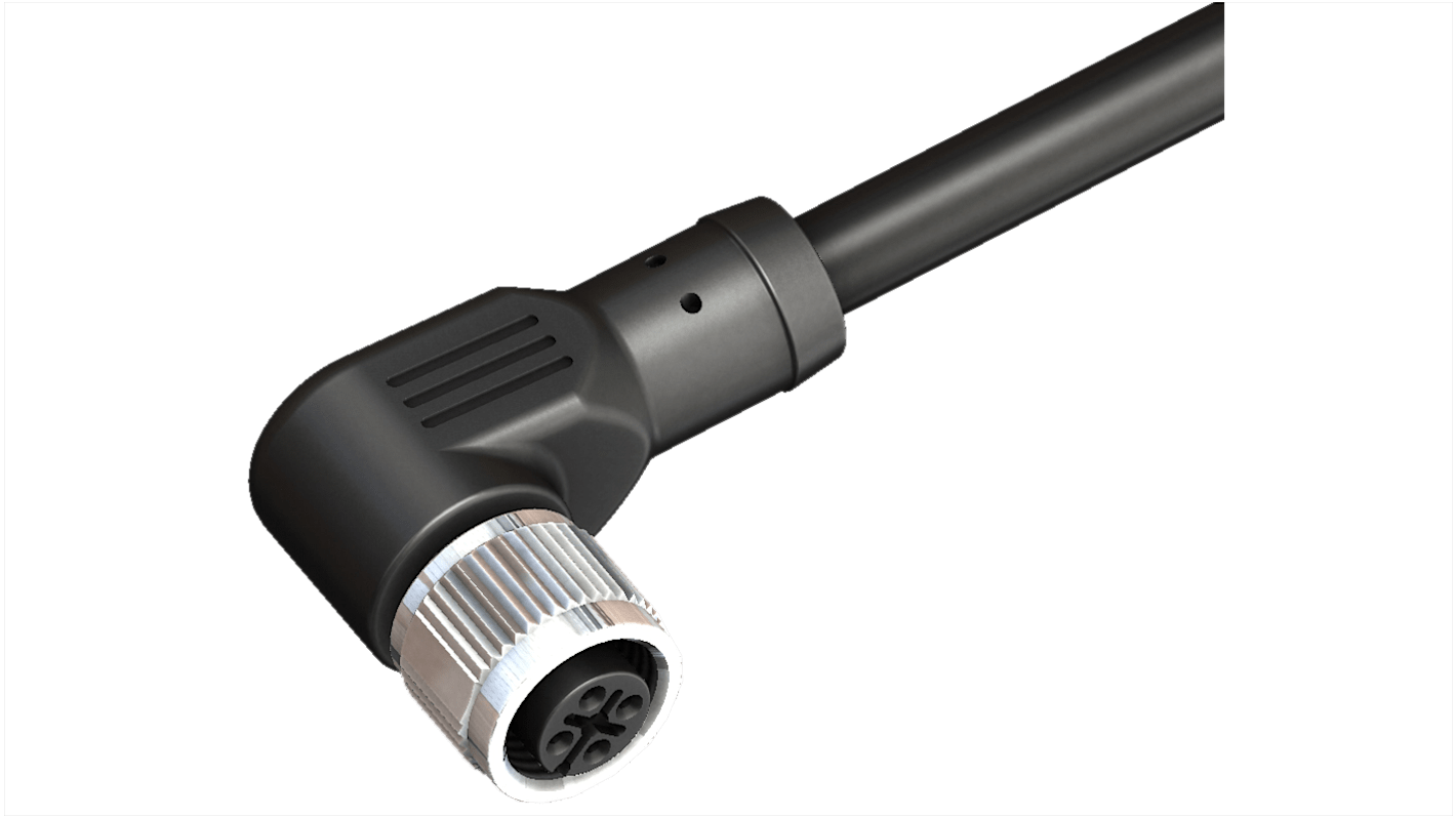 RS PRO Right Angle Female 4 way M12 to Actuator/Sensor Cable, 10m