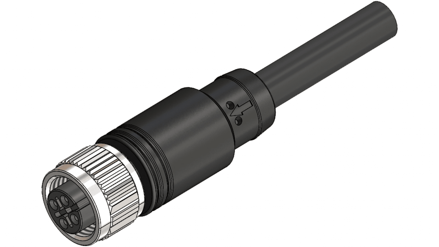 RS PRO Straight Female 4 way M12 to Actuator/Sensor Cable, 1m