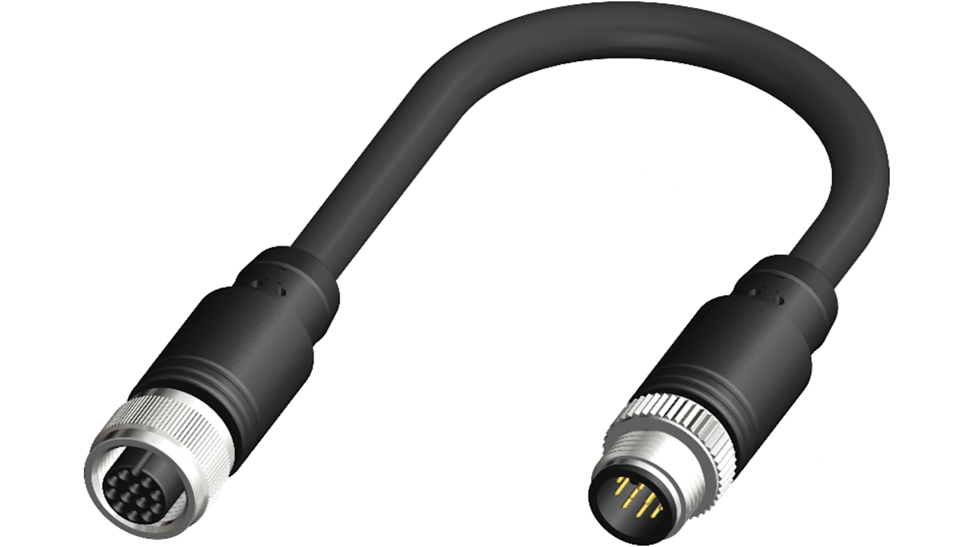 RS PRO Straight Female 12 way M12 to Straight Male 12 way M12 Actuator/Sensor Cable, 5m