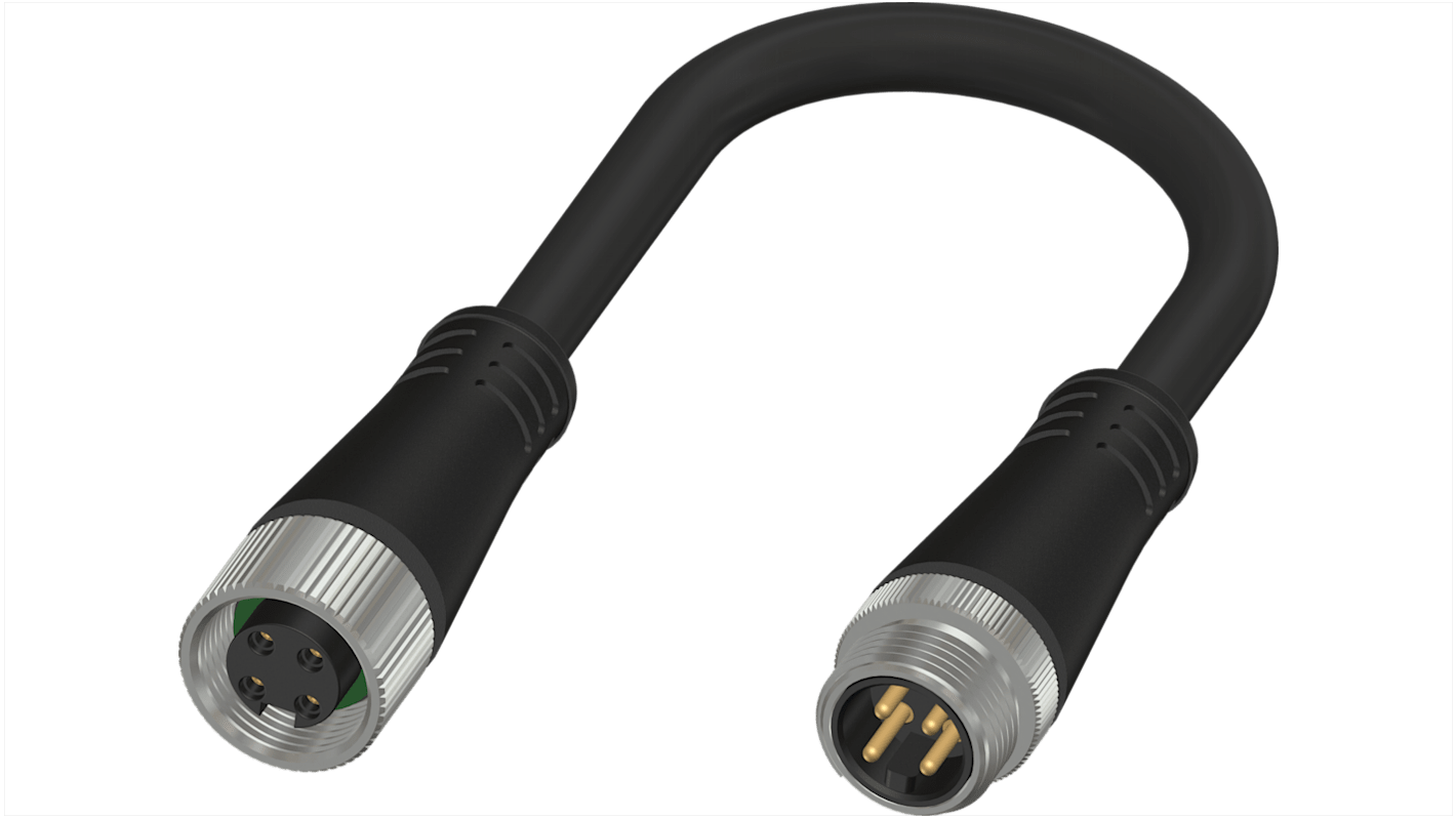 RS PRO Straight Female 4 way 7/8 in Circular to Straight Male 4 way 7/8 in Circular Actuator/Sensor Cable, 5m