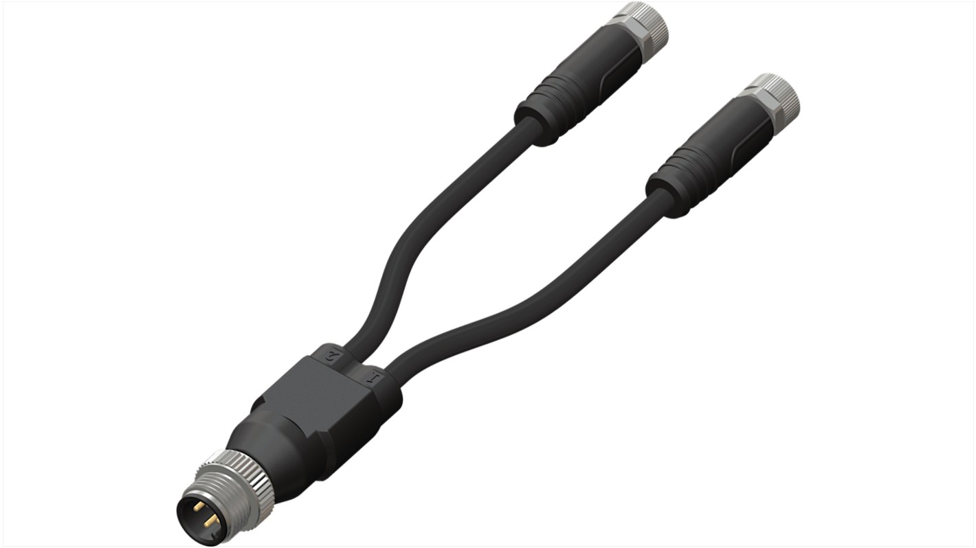 Kabel do siłownika/czujnika ze złączem Złącze M12 liczba rdzeni 3 długość 300mm Rodzaj A Męskie Złącze B M8