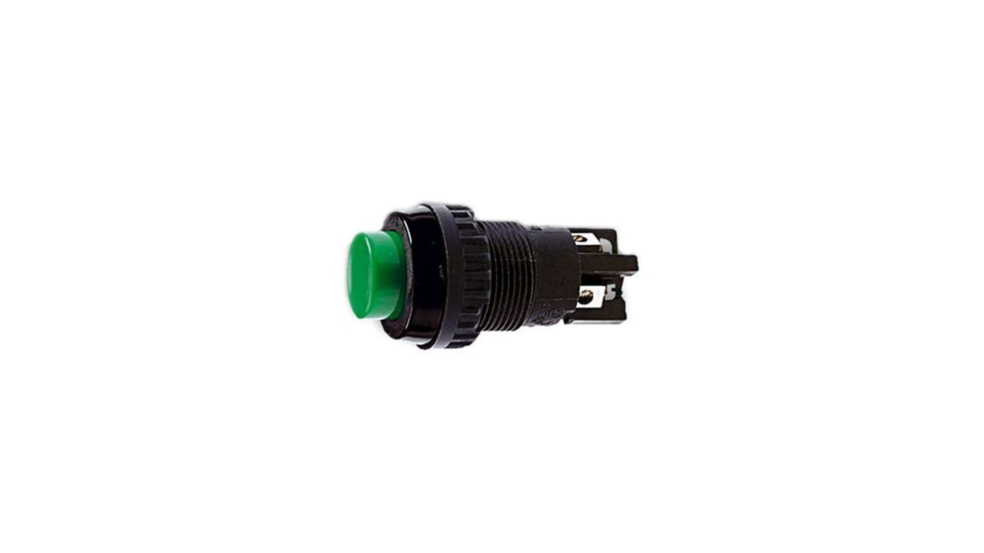 RAFI Push Button Switch, Momentary, Panel Mount, 18.2mm Cutout, 1 NC + 1 NO, 250V ac, IP40, IP65