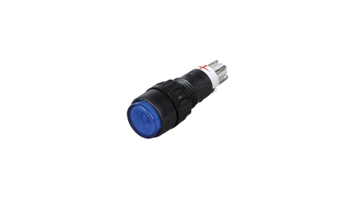 RAFI Illuminated Push Button Switch, Momentary, Panel Mount, 9.1mm Cutout, 1 NC + 1 NO momentary, Blue LED, 24V, IP40